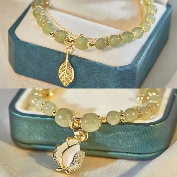 💞Last Day BUY 1 GET 1 FREE 💞--Wotian Jade Lucky Gold Leaf Bangle