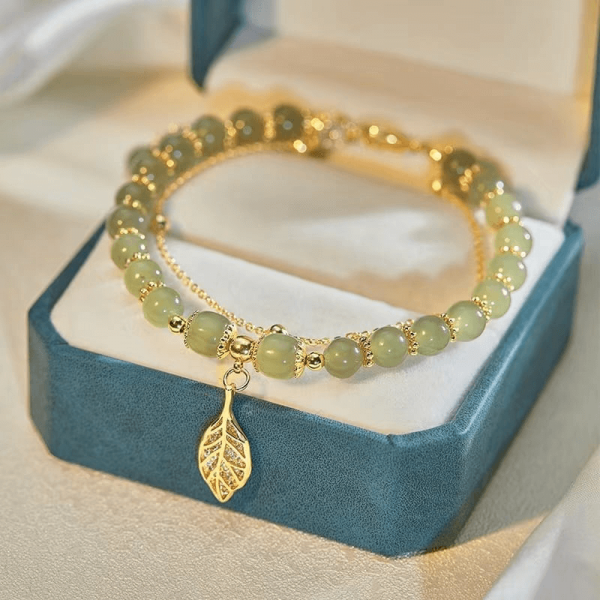 💞Last Day BUY 1 GET 1 FREE 💞--Wotian Jade Lucky Gold Leaf Bangle